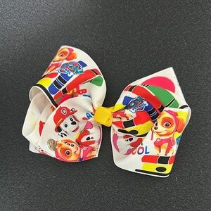 JoJo Siwa White and Yellow Hair Bow with Playful paw patrol